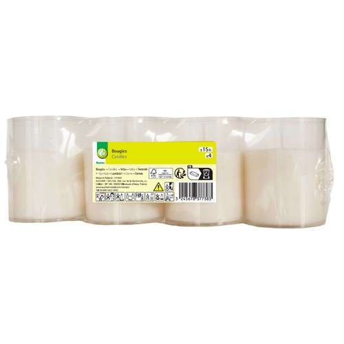 Set de 4 velas de color blanco, PRODUCTO ECONÓMICO ALCAMPO.