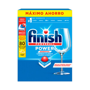 Imagen de FINISH Power Detergente lavavajillas en pastillas todo en 1, aroma a limón 80 uds, 1280 g.