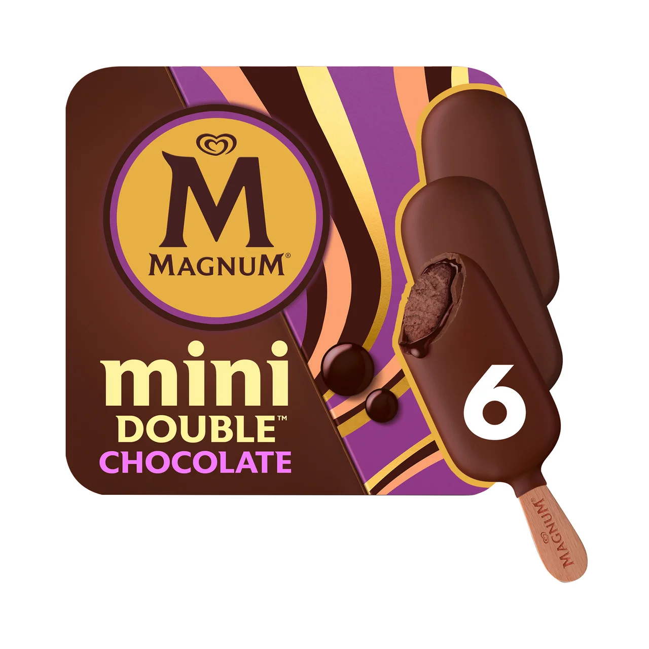 Mini bombón helado de chocolate con salsa de chocolate, cubierto de chocolate 6 x 55 ml.