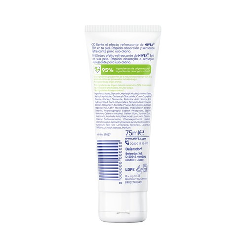 NIVEA Soft Crema corporal hidratante multiusos 75 ml.