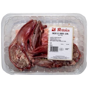 Bandeja de cabeza abierta de cordero, envasada en atmósfera protectora