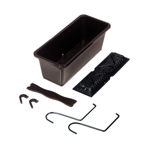 Kit de balconera con plato de 50cm, camelia choco. Macetero para terraza color oscuro. PROSPERPLAST.