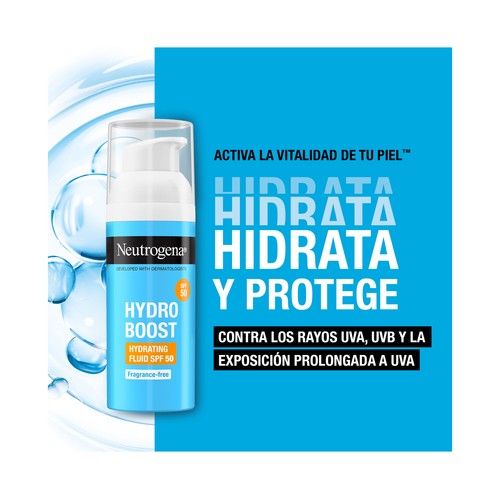 NEUTRÓGENA Hydro boost Crema facial hidratante sin perfume y con FPS 50 (muy alto) 50 ml.