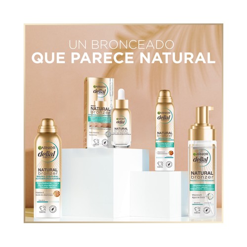 DELIAL Gotas faciales autobronceadoras con ácido hialurónico y agua de coco DELIAL Natural bronzer 30 ml.