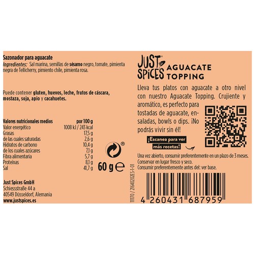 HEINZ Just spice topping de aguacate 60 gr