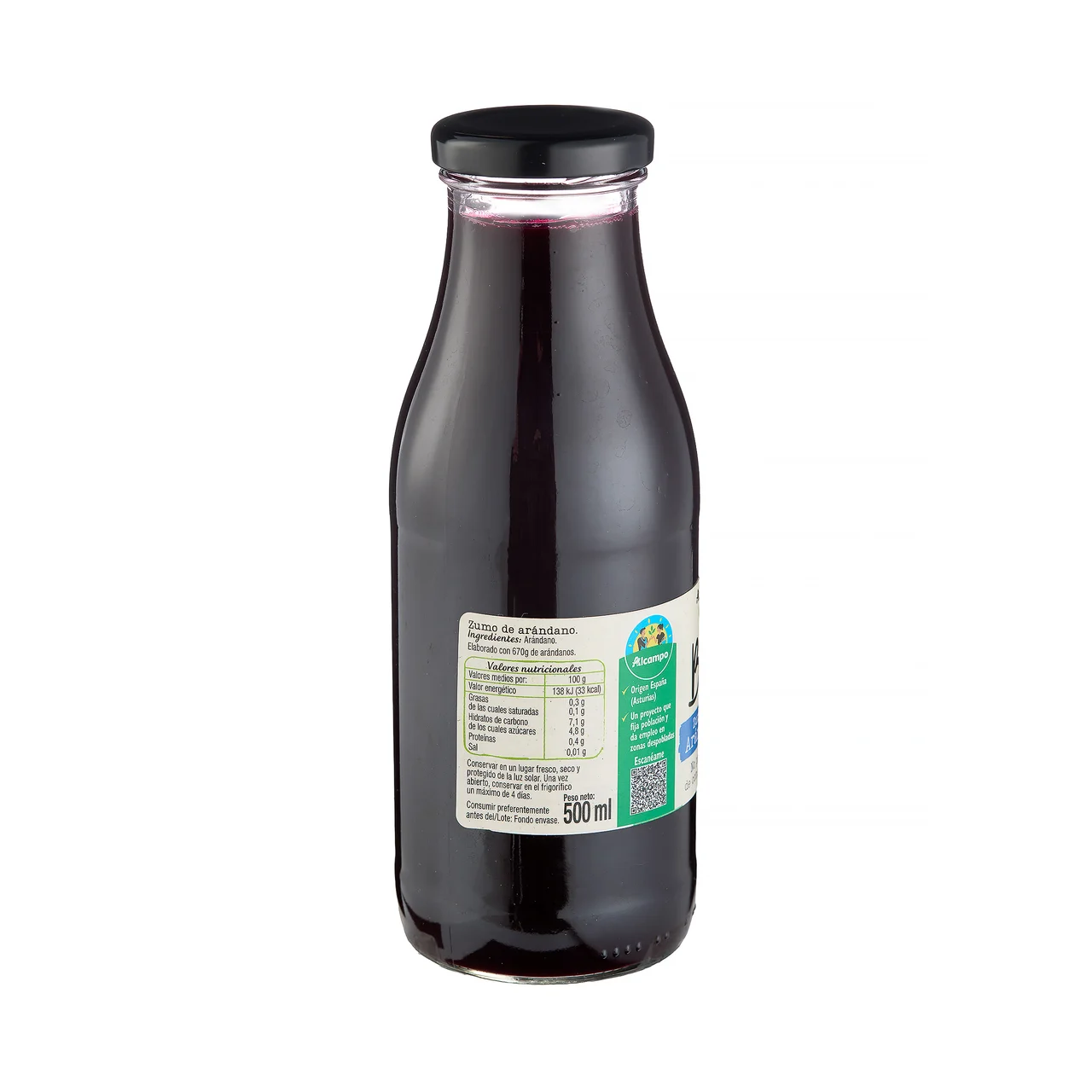 PRODUCTO ALCAMPO Bio Zumo natural de arándanos ecológicos 500 ml