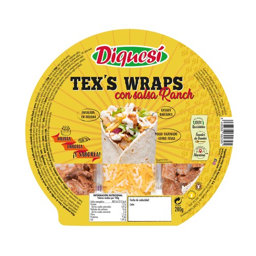 Tex wrap con salsa Racnh DIQUESÍ 280 g.
