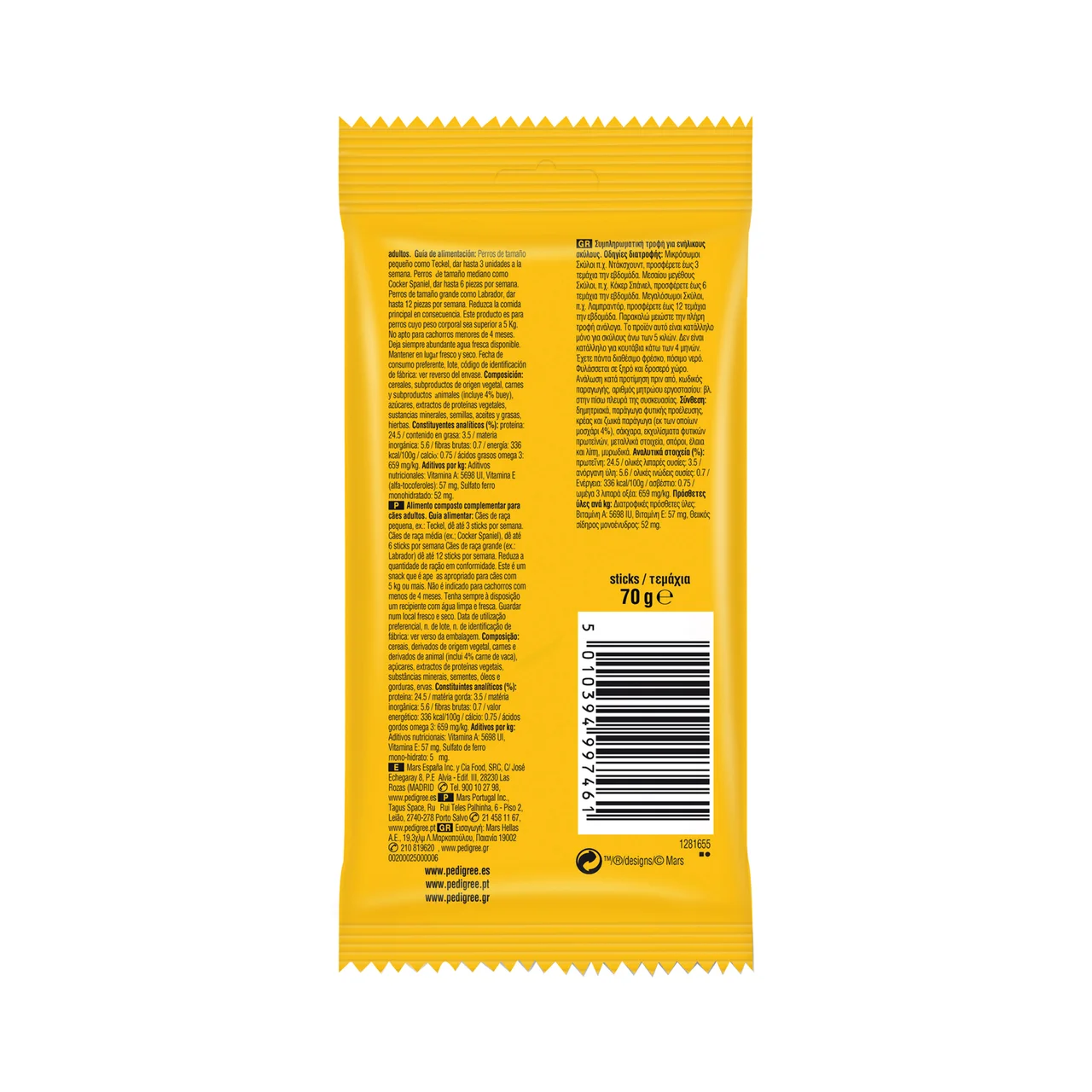 Barritas con sabor a buey, con Omega3, calcio y vitaminas para perros 122 gr