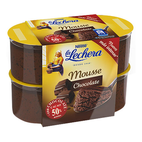 LA LECHERA Mousse de chocolate con un 50% mínimo de cacao LA LECHERA de Nestlé 4 x 59 g.