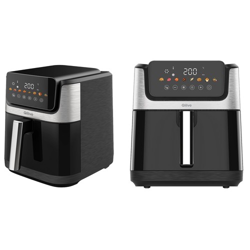 Freidora de aire QILIVE Q.5560, 6,5 L., 2 resistencias, 1800w, negra/inox