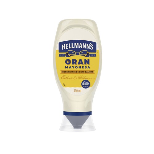 HELLMANN"S Salsa  Mayonesa formato bote bocabajo, 430 ml.