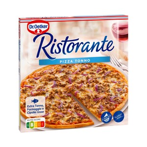 Imagen de DR. OETKER Pizza de masa fina y crujiente cubierta de atún, cebolla roja y queso Ristorante 355 g.