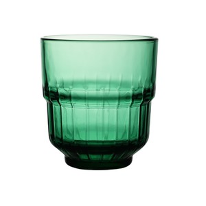 Imagen de Vaso de vidrio en relieve de 33 cl, apilable, color verde, ALCAMPO.