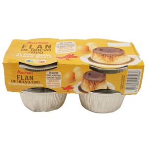Imagen de AUCHAN Flan de huevo al baño maria, elaborado con huevos frescos 4 x 100 g. Producto Alcampo