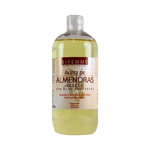 Aceite corporal de almendras dulces especial para piel seca BIFEMME 500 ml.