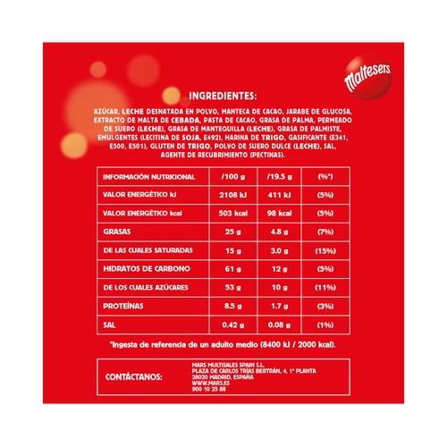 MALTESERS Mini Bolitas de chocolate minis 214,5 g.