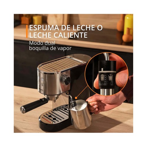 Cafetera espresso manual KRUPS XP4418, presión 15 bar, vaporizador,