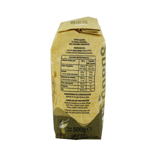 PRODUCTO ALCAMPO Copos de avena integrales PRODUCTO ALCAMPO 500 g.