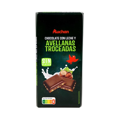 Tableta de chocolate con leche y avellanas troceadas PRODUCTO ALCAMPO 150 g.