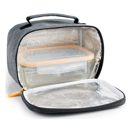 Bolsa porta alimentos con recipiente de 850ml, color gris, IBILI.