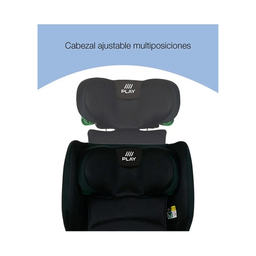 Silla auto PLAY One I Size (76 a 140 cm), cabezal ajustable multiposiciones, plegado ultracompacto, color negro