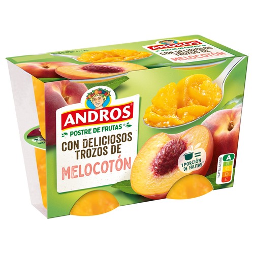 ANDROS Postre vegetal con tozos de melocotón 4 x 100 g.