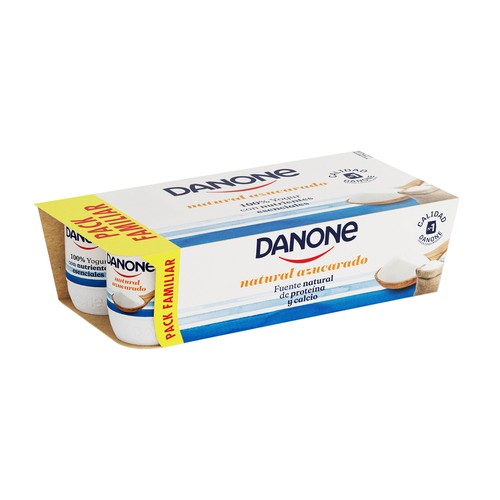 DANONE Yogur natural azucarado, elaborado con fermentos naturales  8 x 120 g.