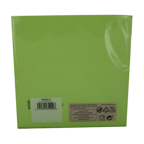 ACTUEL Servilletas doble capa de 40x40 en color verde ACTUEL 50 uds.