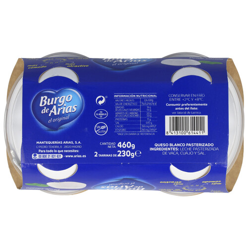 BURGO DE ARIAS Queso fresco BURGO DE ARIAS 2 x 230 g.