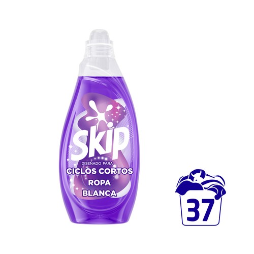 SKIP Detergente líquido para ropa blanca, eficacia express, especial ciclos cortos 37 lavados.