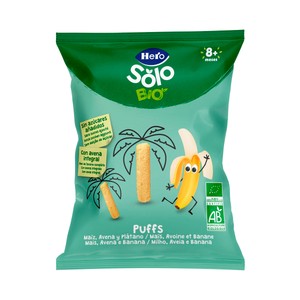 HERO Solo bio Snacks infantiles de maiz, avena y plátano ecológicos, a partir de 8 meses 25 g.