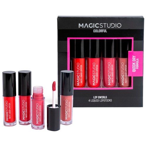 MAGIC STUDIO Colorful Estuche con 4 pintalabios líquidos con acabado mate.