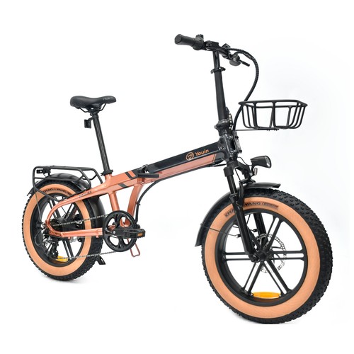 Bicicleta eléctrica plegable BK1650 YOUIN, color cobre,  250W, ruedas 20"", autonomía 60Km..