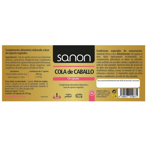 SANON Cola de caballo (Complemento alimenticio) 120 comprimidos.