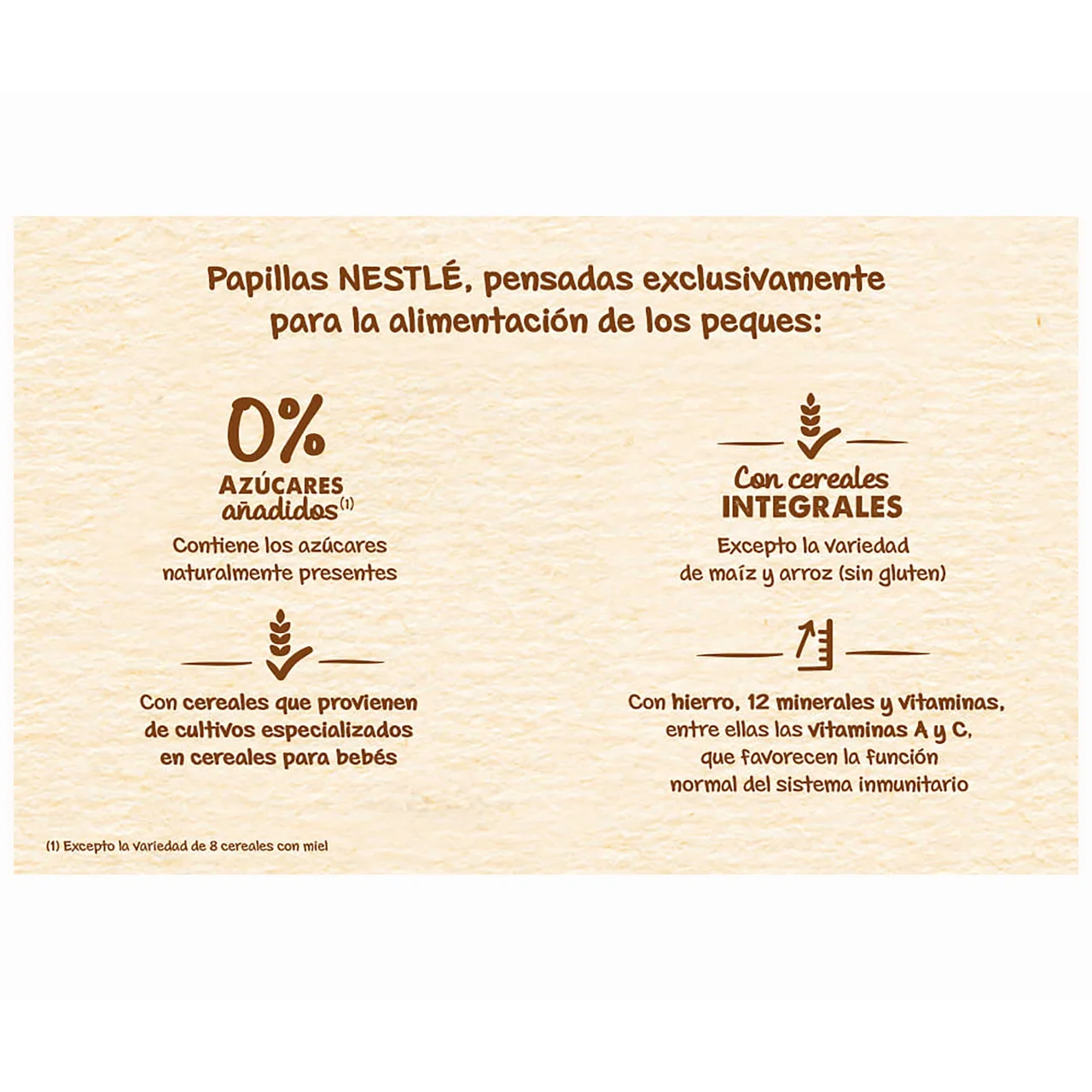 Papilla de 8 cereales con cacao, sin azúcares añadidos, a partir de 12 meses 475 g.