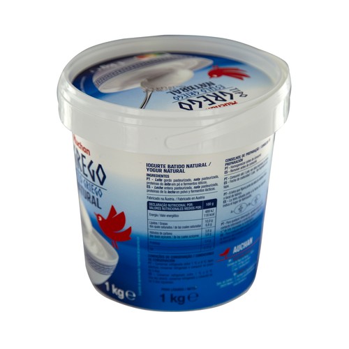 AUCHAN Yogur estilo griego natural 1 kg. Producto Alcampo