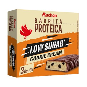 PRODUCTO ALCAMPO Barritas proteicas con chocolate negro y relleno sabor galleta con nata 3 x 40 g.