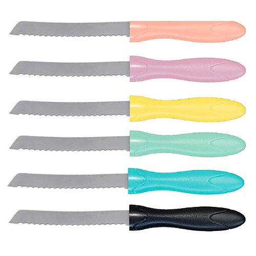 Cuchillo para tomate de acero inoxidable, 11 cm, mango de madera, surtido de colores, ALCAMPO.