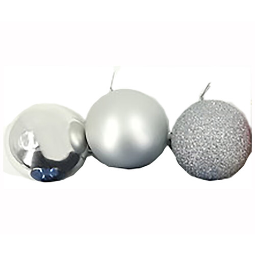 Bolas de navidad 10cm color plata brillo/mate, ACTUEL.