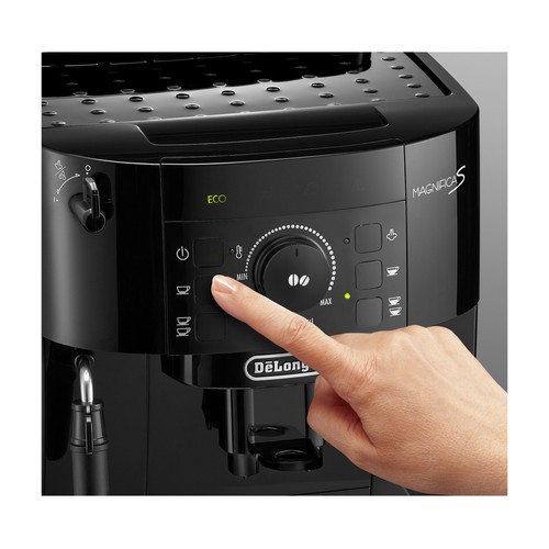 Cafetera espresso superautomática DELONGHI Magnifica S ECAM 12.121.B, color negro, 2 tazas, presión 15bar, molinillo, café en grano o molido, sistema Cappuccino, 1450W.