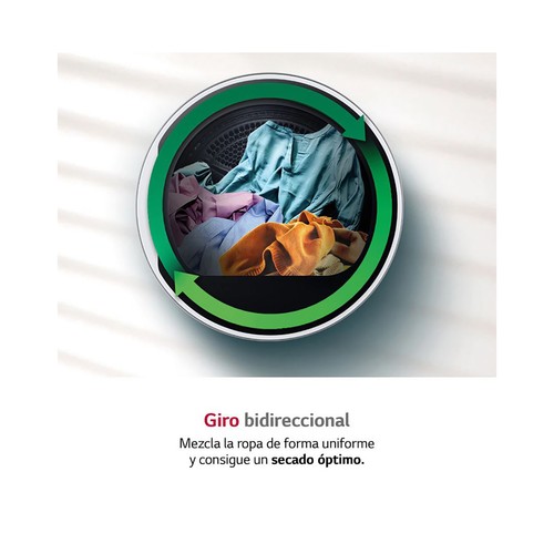 Secadora por condensación con bomba de calor LG RH80T2AP6RM, capacidad de secado: 8KG, clasificación energética: A++, H: 85cm, A: 60cm, F: 61cm.