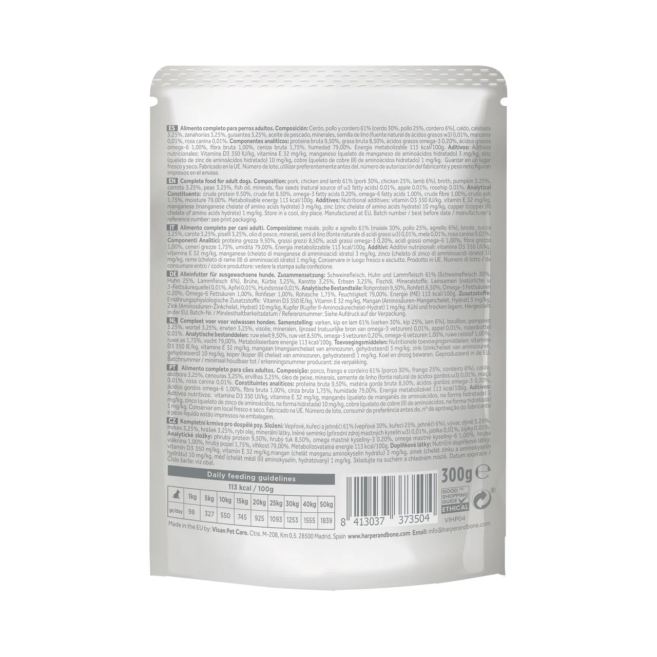 Alimentación perro bolsa recetas 300 g.