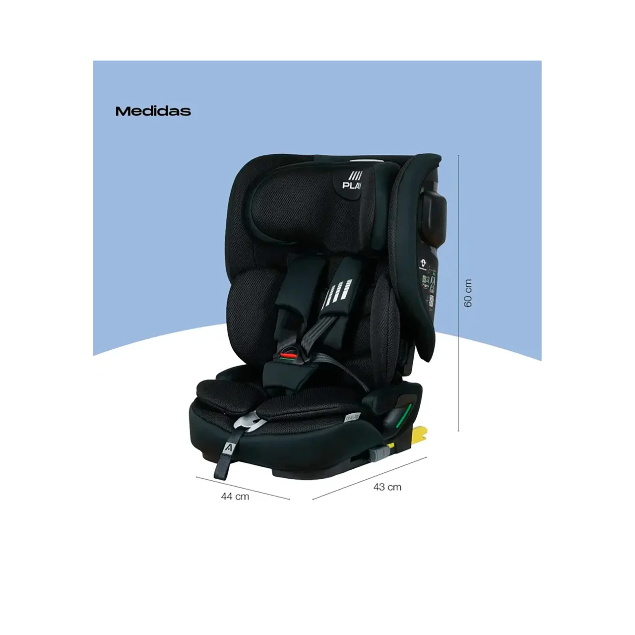 Silla auto One I Size (76 a 140 cm), cabezal ajustable multiposiciones, plegado ultracompacto, color negro