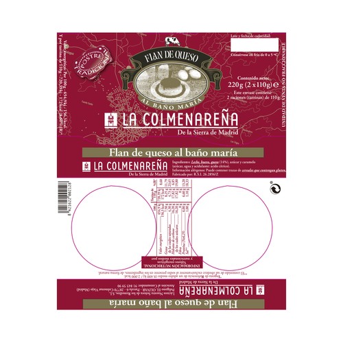 LA COLMENAREÑA Flan de queso elaborado al baño maría LA COLMENAREÑA 2 x 110 g.