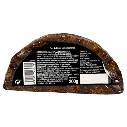 ALCAMPO GOURMET Pan de higo con almendras 200 g.