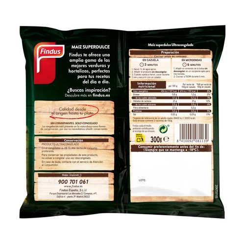 FINDUS Maiz superdulce ultracongelado FINDUS 300 g.