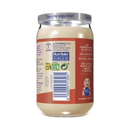 NUTRIBÉN Potitos® de judías verdes y zanahorias con ternera a partir de 6 meses 235 g.