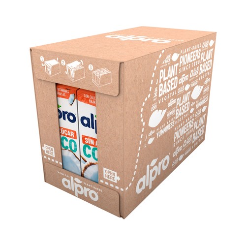 Bebida de coco con arroz, 100% vegetal y sin azúcares añadidos ALPRO 8 x 1 l.
