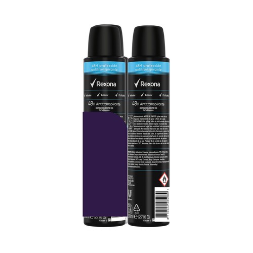 REXONA Men cobalt dry Desodorante en spray para hombre con efecto piel seca 2 x 200 ml.