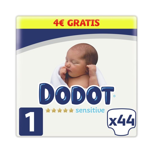 DODOT Sensitive Pañales talla 1 (2-5 kg) 44 uds.